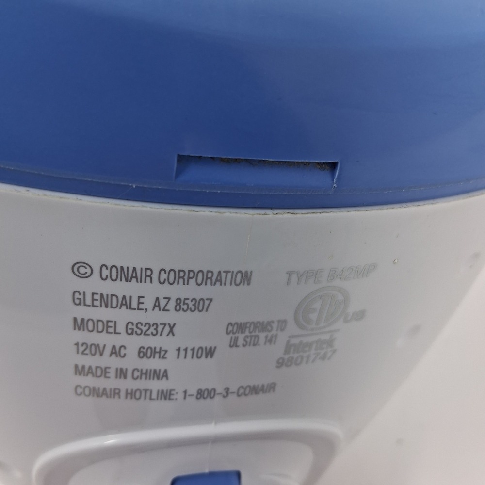 Conair ExtremeSteam Handheld Fabric Steamer White Blue GS237X 1110W Corded - Picture 6 of 8